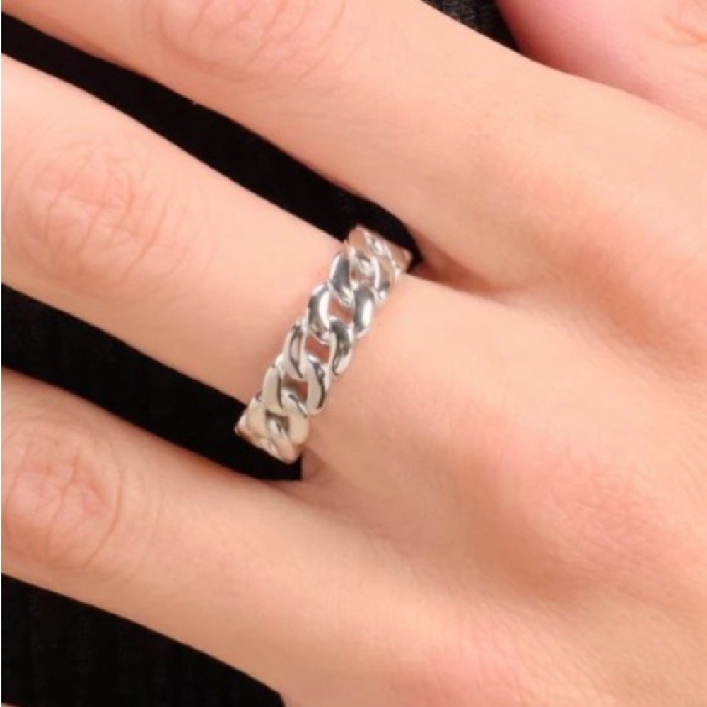 Sterling Silver Cuban Link Ring Band